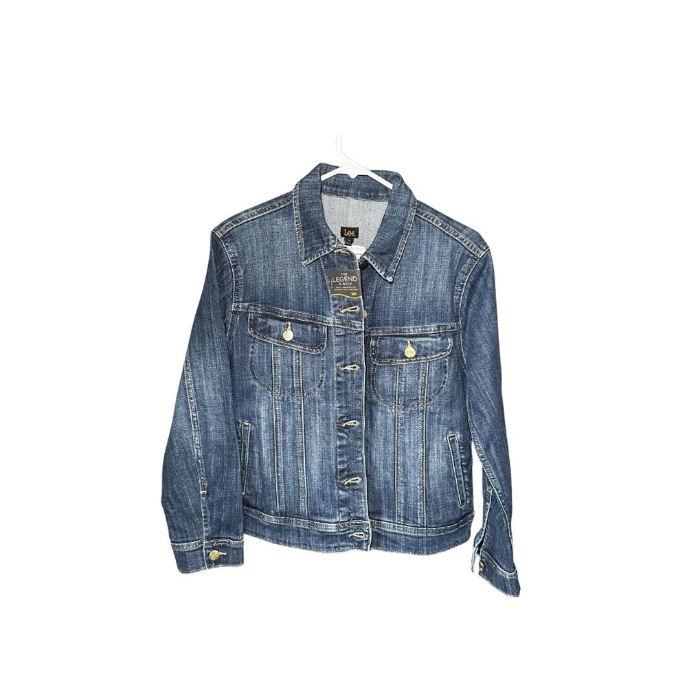 NWT Lee Women's Legendary Style Stretch Blue Denim Jacket Size Medium Petite Fit